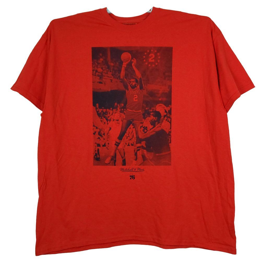 Moses Malone Philadelphia 76ers Mitchell & Ness NBA 2XL XXL Shirt Red New